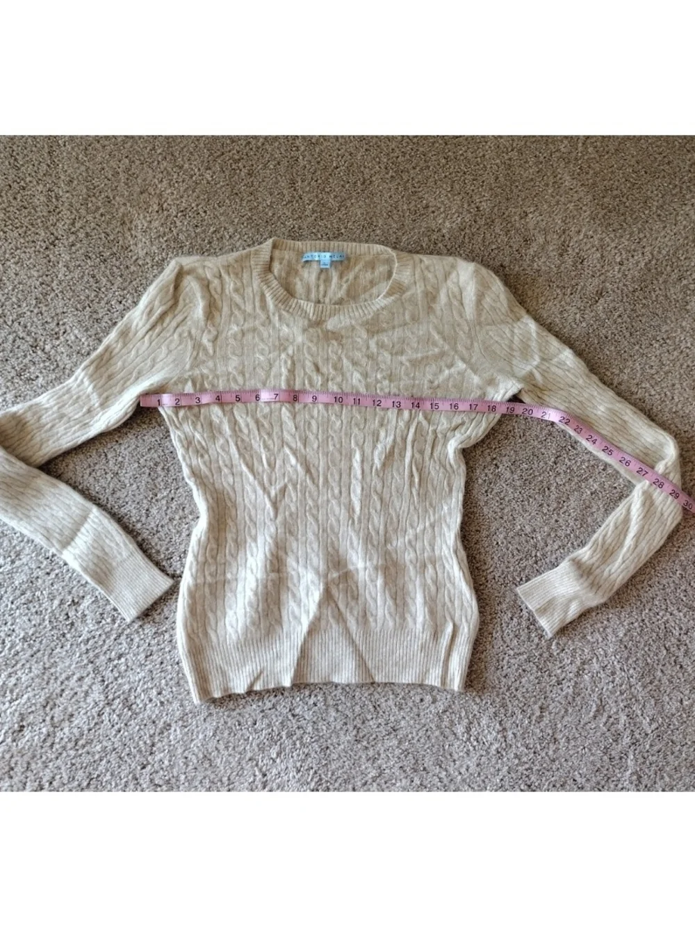 Antonio Melani Cashmere Beige Cable Knit Women's Sweater L - Picture 3 of 16
